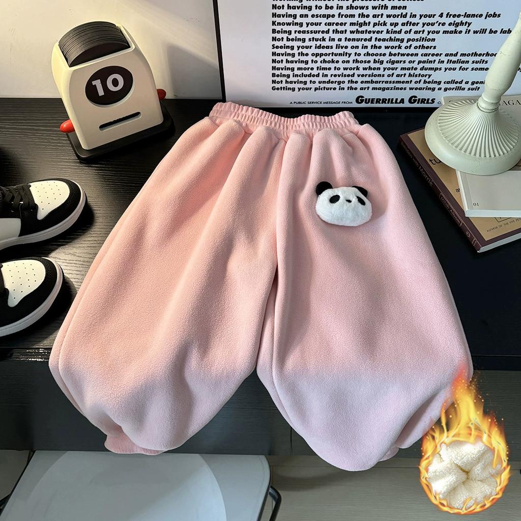 Children's Plus Velvet Pants Autumn and Winter New Style Men's and Women's Baby Thickened Warm Casual Sports Pants Outer Wear Trousers