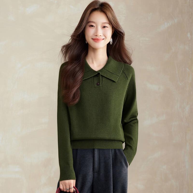 Srcr Women's 100% Wool Lapel Sweater