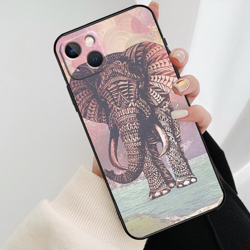 Elephant Floral Tribal Phone Case For iPhone 17 Pro Max 15 14 13 11 12 16 Pro Max mini 15 16 Plus 16e 17 Air Cover