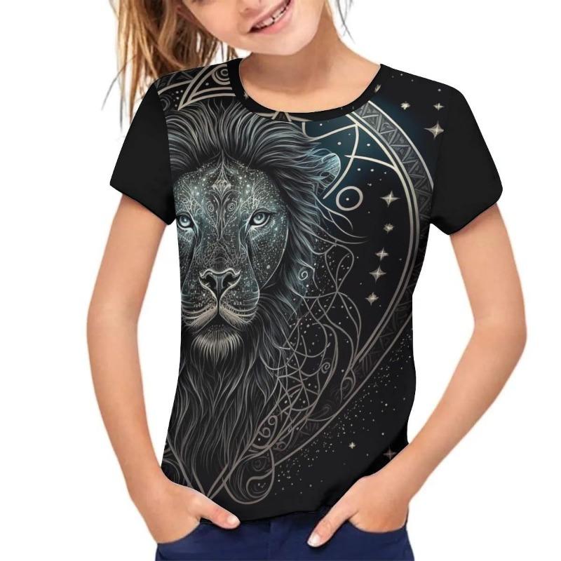 kids t shirt Summer Children's Cute Animal Print Style Simple Casual Round Neck Pullover Short Sleeved T-shirt