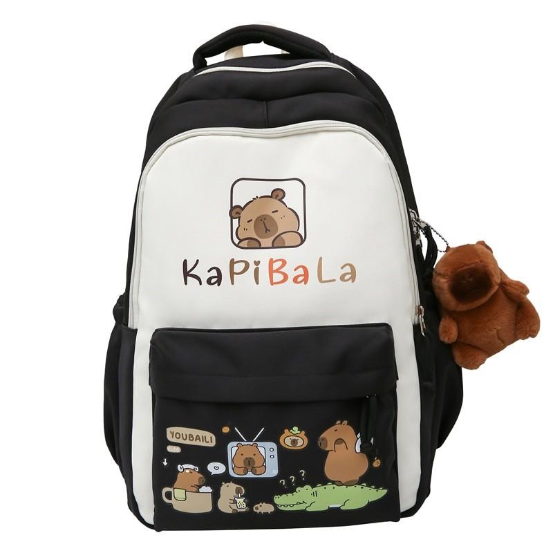 Capybara Large Capacity Nylon Backpack For Students And Daily Use