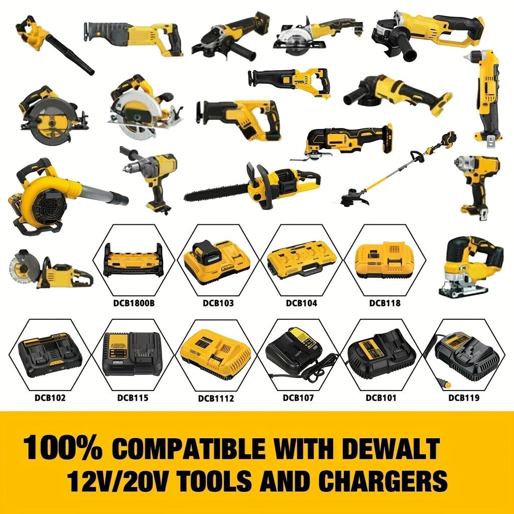 2-piece Set of 8.0Ah 20V Battery, 20V Battery Max Lithium-ion 8Ah Compatible with Dewalt Battery DCB200, DCB205 DCB206 DCB204 and Other Series