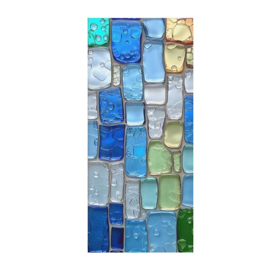 Stained Glass Effect Window Film Geometric Pattern Decorative Static Cling UV Block Heat Control Vintage Rainbow Window Sticker for Living