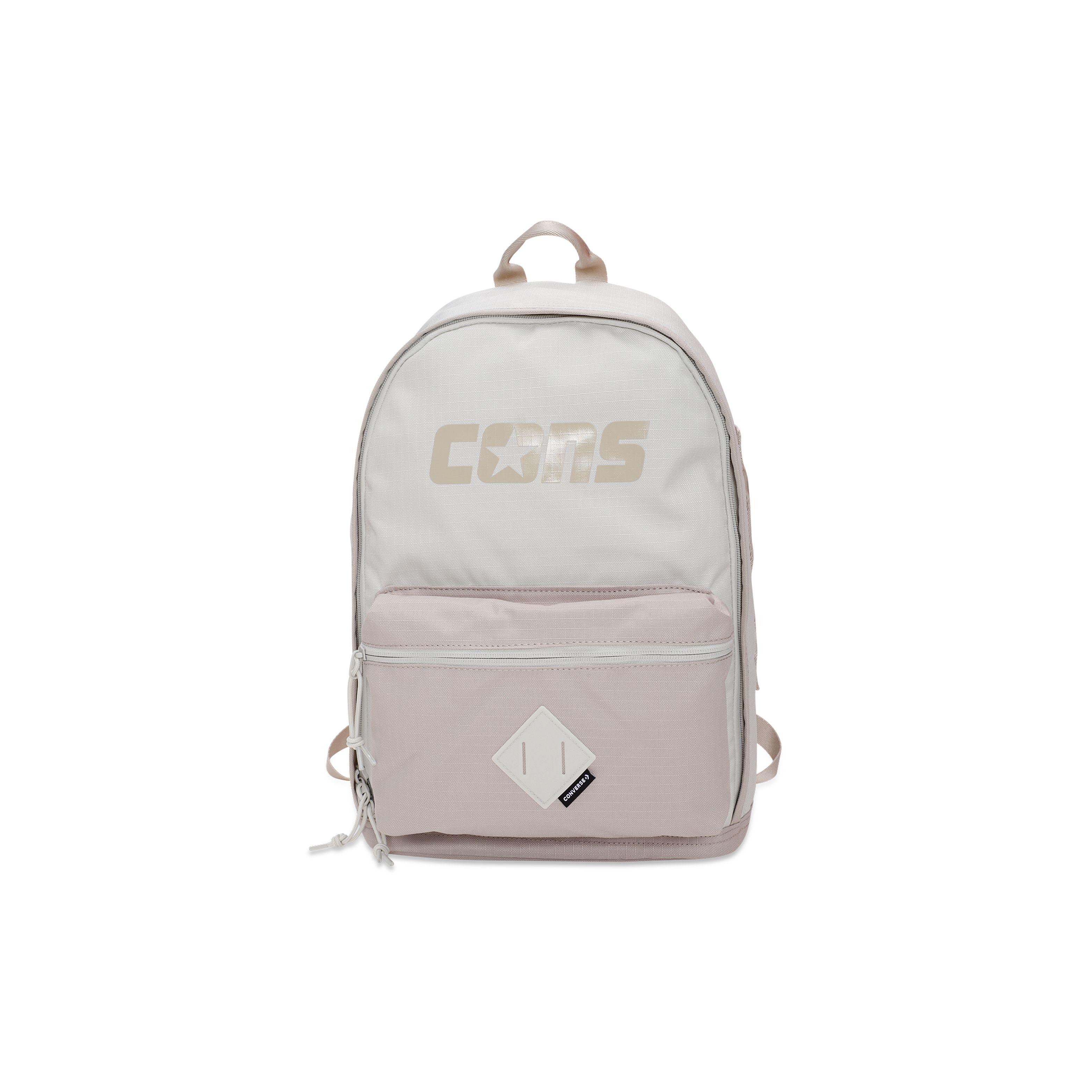 Converse Large Capacity Logo Solid Color Polyester Backpack Unisex Backpack White 10023806185 White