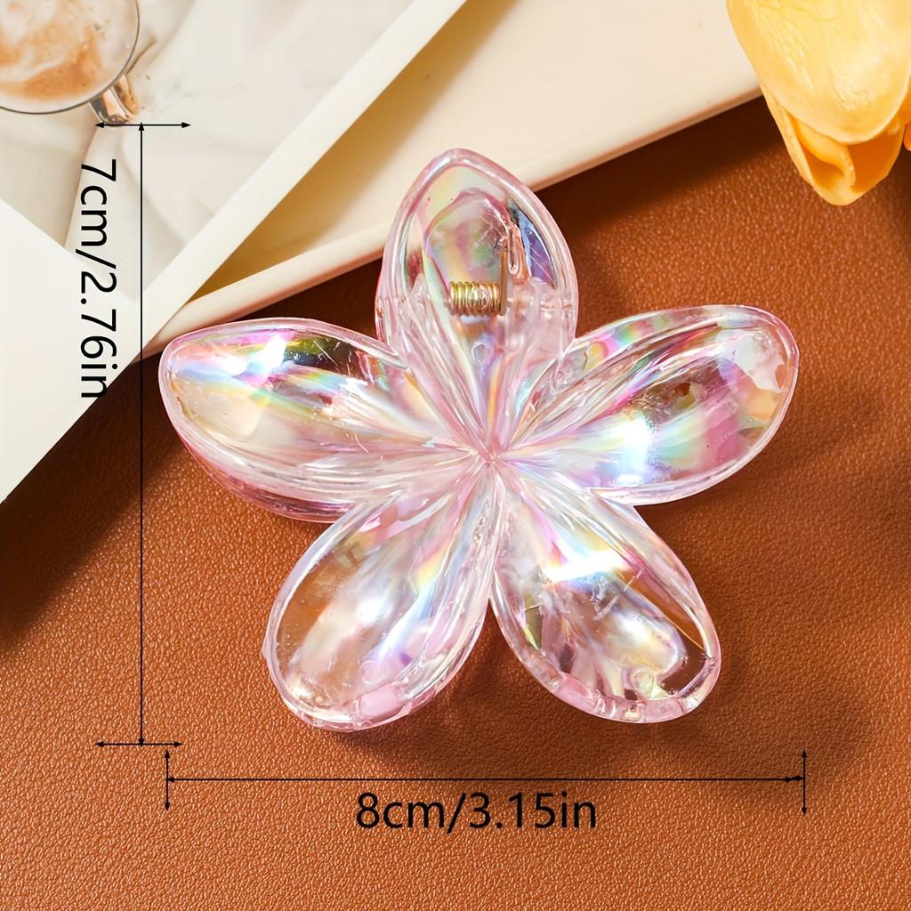 3pcs Transparent Egg Flower Hair Clips | High Ponytail Claw Clips, Simple Fresh Daily Wear Shark Clips for Spring and Summer