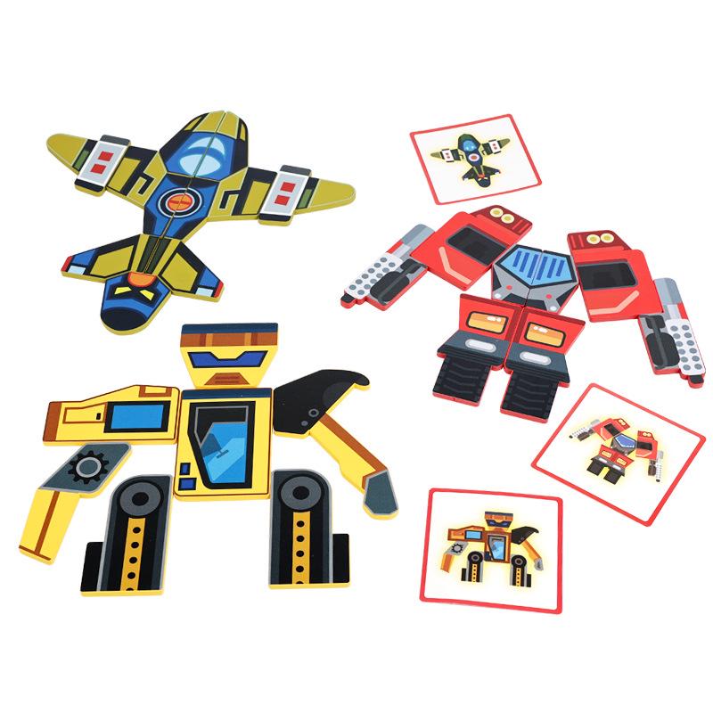 Transformable Wooden Mecha Puzzle: Interactive Parent-Child Desktop Game for Kindergarten.