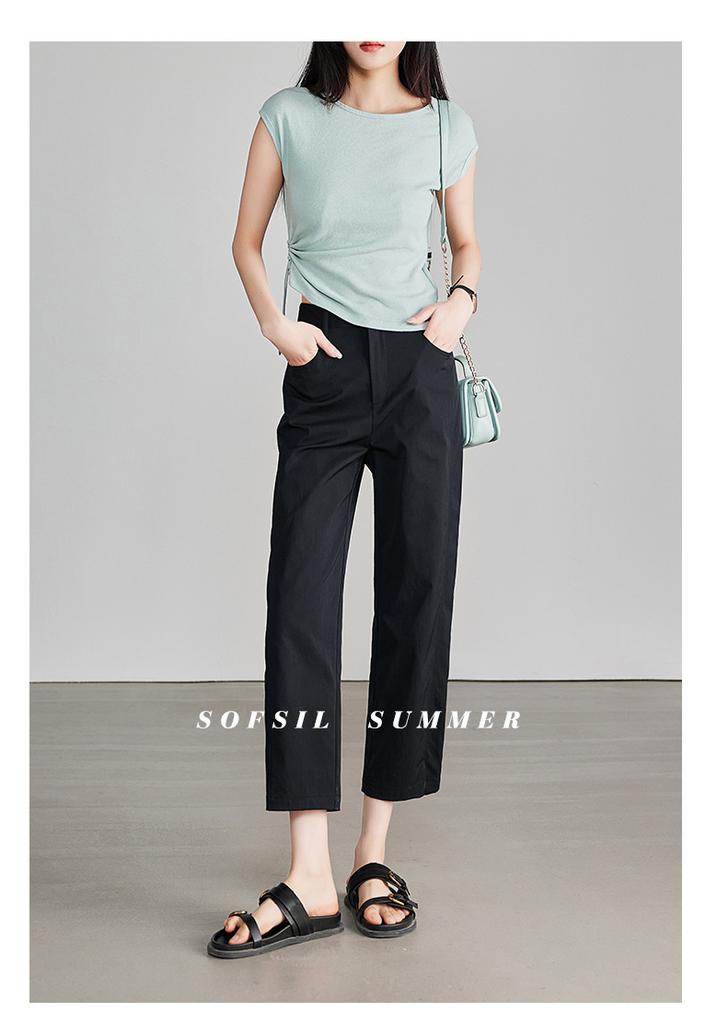 Leg slit thin casual pants for women, 2026 summer fashion, loose and versatile, slimming straight leg pants