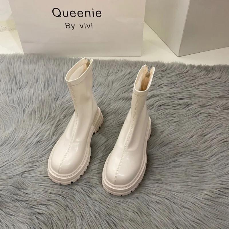 Ladies Shoes 2025 High Quality Back Zipper Women's New Round Toe Modern Boots Women Fashion Versatile Non-Slip Mid-Calf Boots