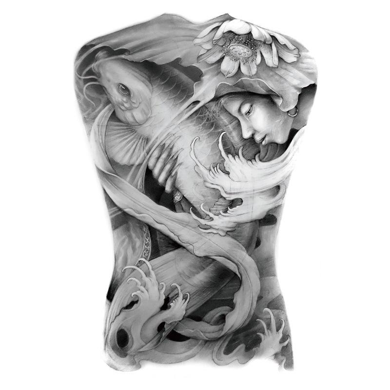 

Наклейка на всю спину с большим рисунком на спине, водонепроницаемая наклейка с изображением японской живописи укиё-э, наклейка с изображением праджни 320*480