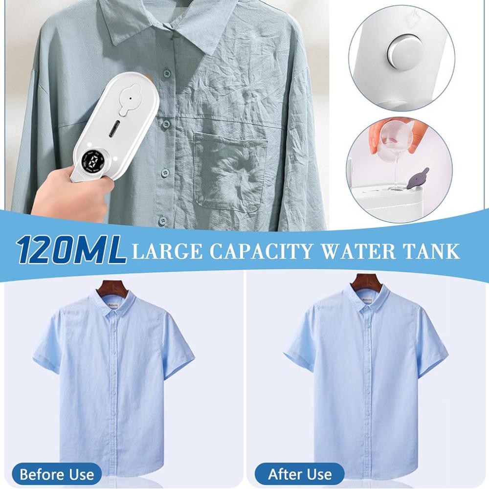 Portable Mini Travel Steam Iron for Clothes 8 Mode Adjustment Temperature and Wet/Dry Ironing Option with 180 Degree Rotation Travel Steamer