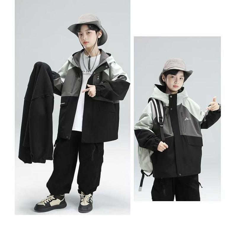 Abnehmbare Drei-in-Eins-Dicke Winter-Windbreaker-Jacke für Jungen