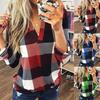 Women Casual Cotton Long Sleeve Plaid Shirt Women's Slim Jacket Shirt Top