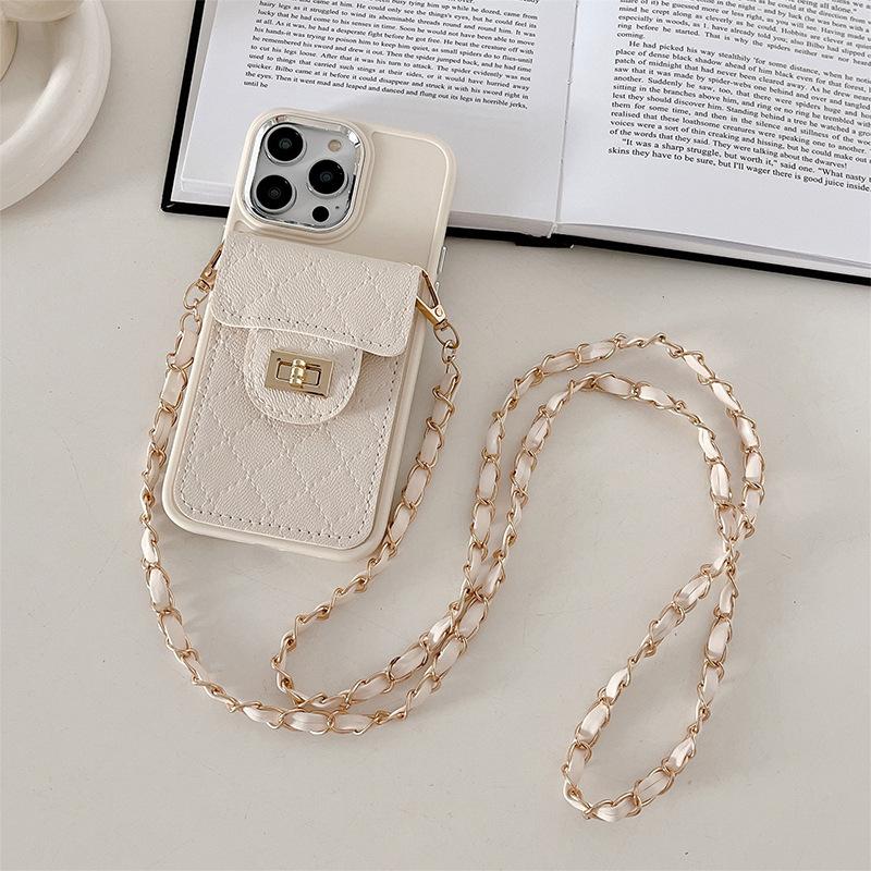 For IPhone16promax Crossbody Phone Case for Apple 17 Lock Wallet Card Holder 14 Solid Color Anti-fall Silicone