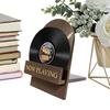 Wooden Record Stand Rotating Vinyl Record Storage Rack Vintage Decorative Album Display Holder With "Now Playing" Logo
