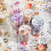 1 Roll Retro Floral Washi Tape Sticker, Vintage Flower Patterns & Soft Tones, Self-Adhesive & Residue-Free for Journal