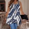 Women's Fashionable Casual Sports Double-ring Vest, Large-sized Tank Vest with Marble Veining Printed Patterns, Irregular Hem, Elegant and Simple