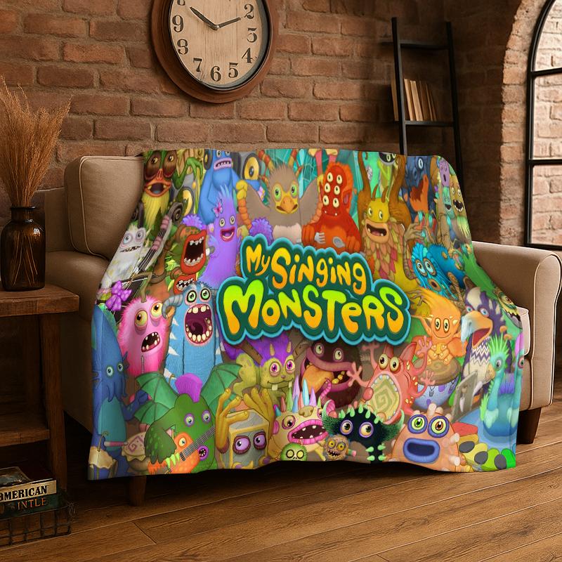 Music Game My Singing Monsters Cartoon Flannel Blanket Soft Throw Blanket for Bedroom Living Room Bed Travel Camping Picnic