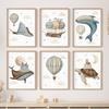 Whale Turtle Castle Balloon Nordic Nursery Wall Art Posters Art Prints Canvas Painting Pictures Baby Kids Room Home Decoration