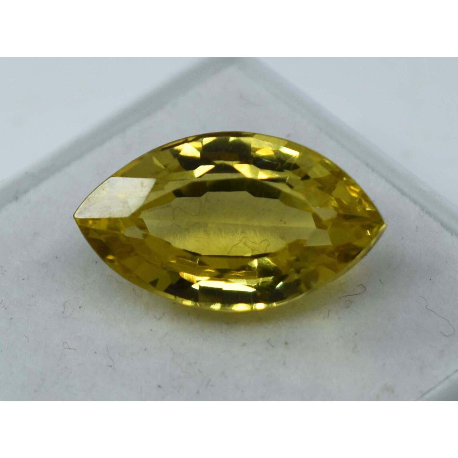 

9.30 Ct Natural CEYLON SAPPHIRE Yellow Marquise Shape CERTIFIED Loose Gemstone 14 mm