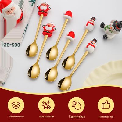 Stainless Steel Snowman Spoon & Fork Set for Coffee and Dessert