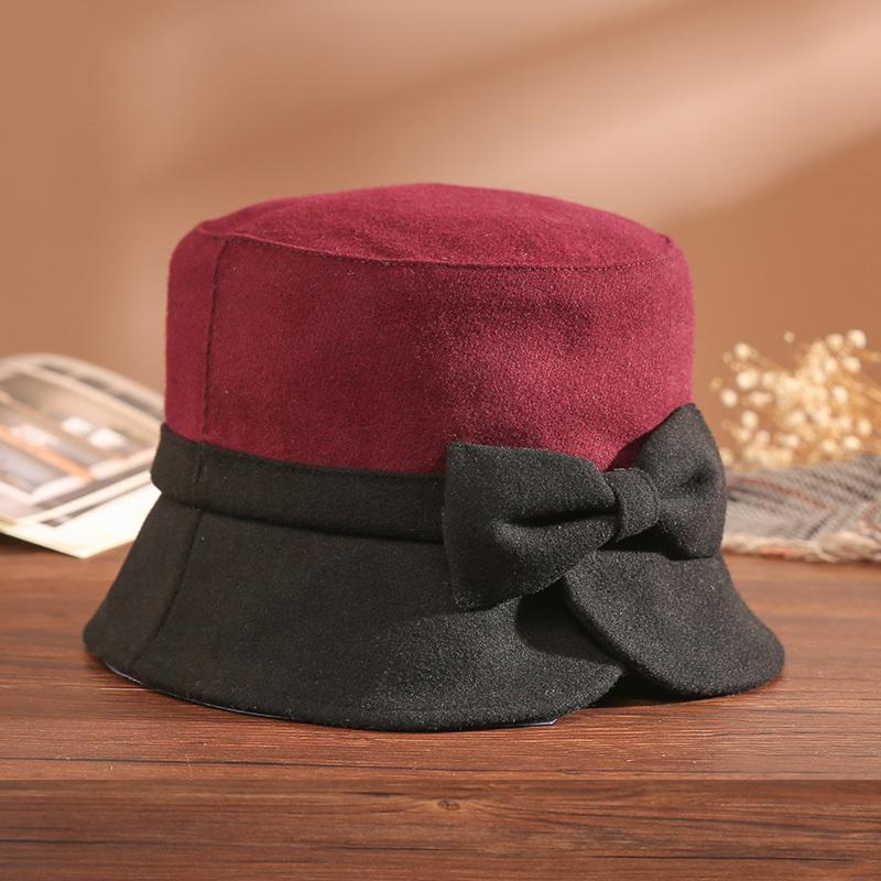 2022 herbst und Winter Mutter Kopfbedeckung Hohe Qualität Wolle Flache Top Frau Eimer Hut Dame Mode Filz Fedora Hüte