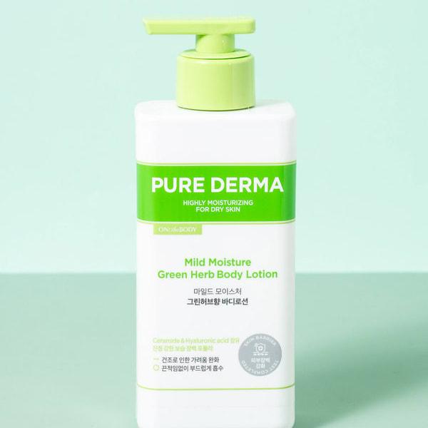 On The Body Pure Derma Lotion corporelle hydratante douce 400 ml Parfum d'herbes vertes