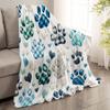 1Pc  Blue Plaid Paw Print Heart Soft Fleece Throw Blanket For Pet Lovers Cozy Warm Decorative Blanket For Couch Bed Sofa