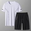 Mens Quick-Dry Sport Set Short Sleeve T-Shirt Pants Athletic Wear Lightweight Breathable Workout Outfit