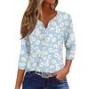 Women's Casual Fashion V-neck Loose Versatile Floral Print Three-quarter Sleeves