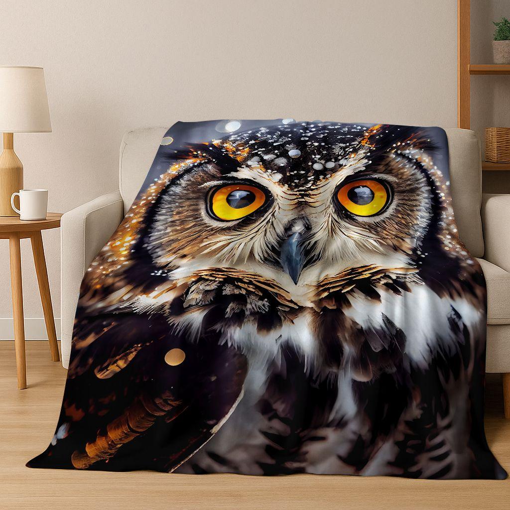 2026 New Mysterious Colorful Owl Cartoon Birds Flannel Blanket,Cozy Soft Throw Blanket for Home Bedroom Bed Sofa Cover Kids Gift