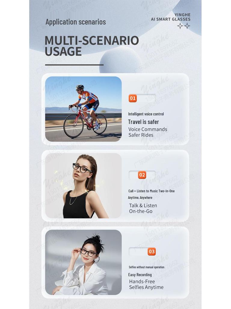 Smart AI Bluetooth Glasses: HD Camera, Music, Calls & Translation