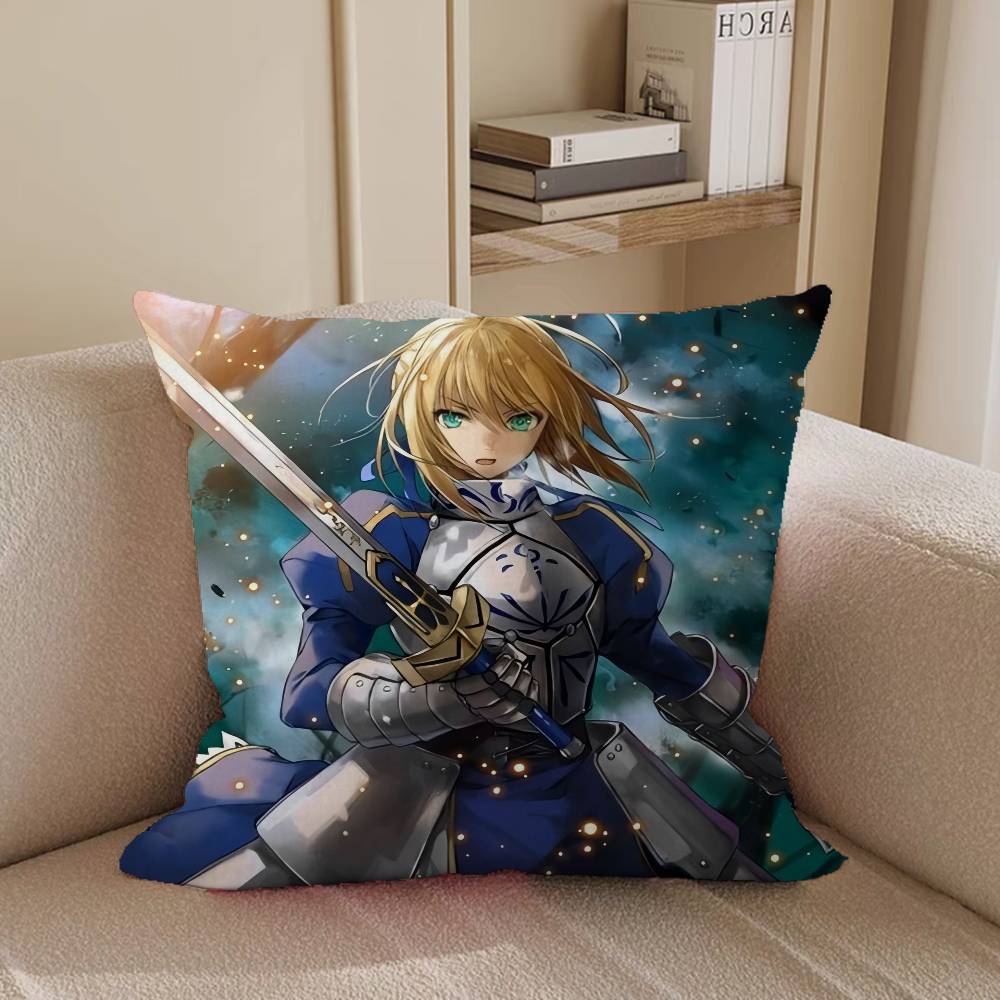 Anime Artoria Pendragon Kuddfodral Bil Prydnadskuddfodral För Soffa Bil Julklapp 40x40cm 45x45cm