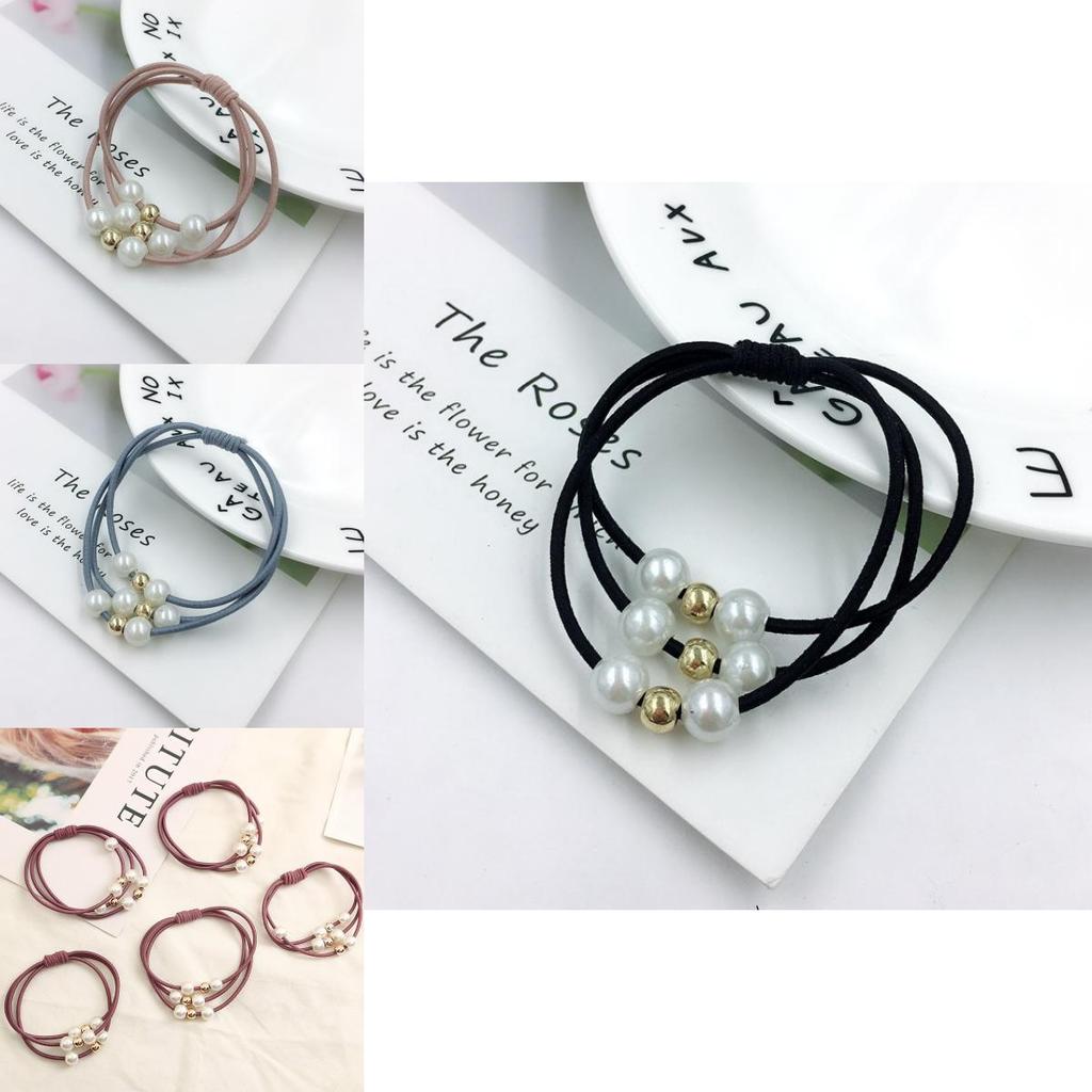 Korean Version Of The Three-strength Rubber Band High-elastic Pearl Head Rope For Women And Girls