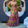 Summer New Long Dress With Suspender Print Sexy Fashionable European American