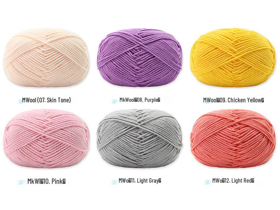 4-Ply Combed Milk Cotton Yarn Skein for Crochet, Knitting, DIY Dolls, Baby Projects & Bouquets