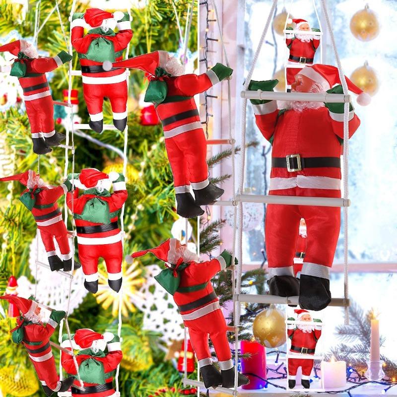 Home Restaurant Decor Pendant Merry Christmas Decoration Climbing Santa Claus Gifts Doll Hanging Drop Ornaments Holiday Decor