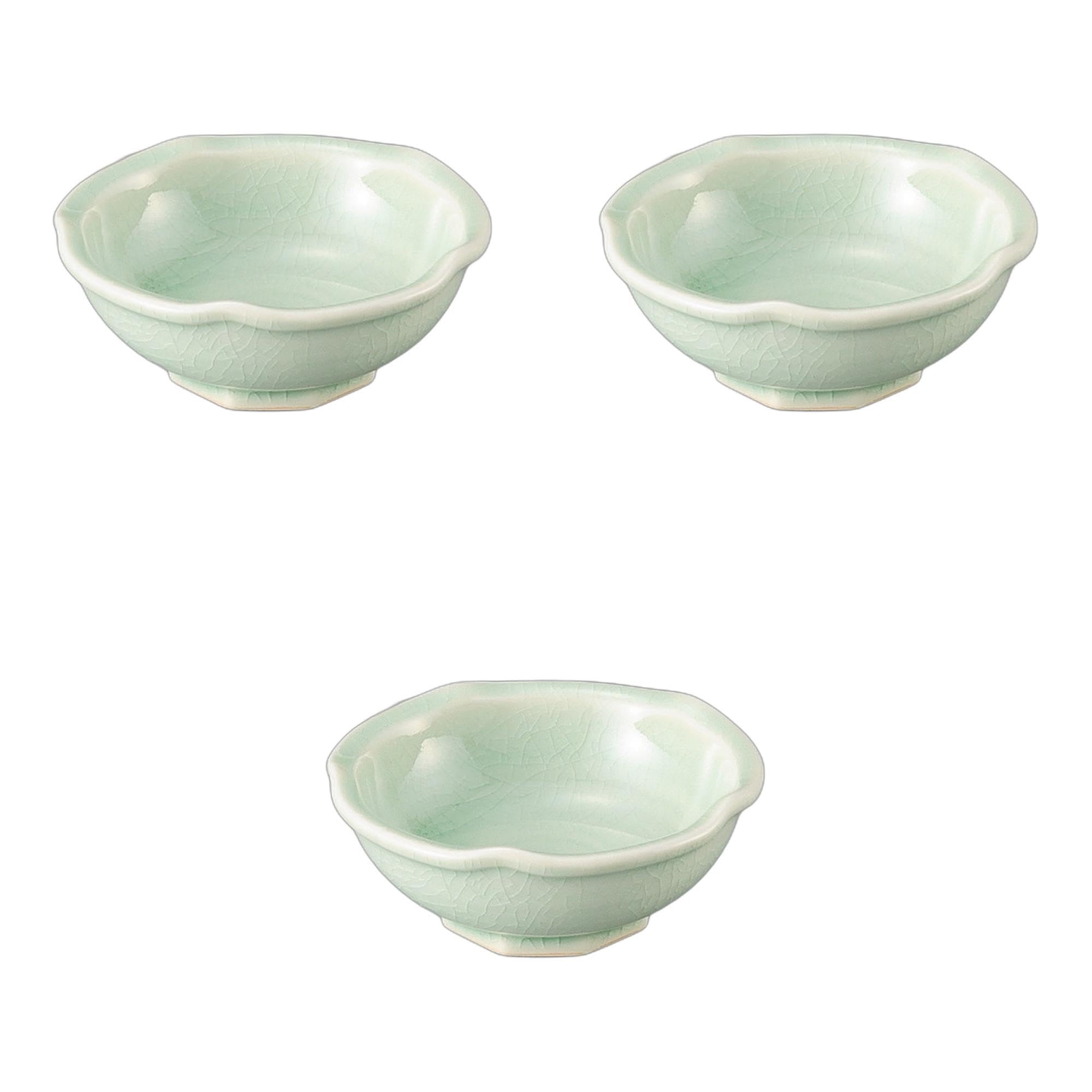 Setomonohonpo of Ash Glazed Glass Small Dish x Small Ceramic Bowl (Set 3) Plum-Shaped [9.2 3.7cm]
