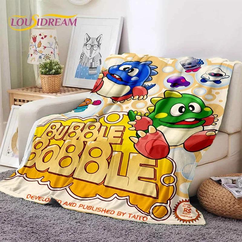 Cartoon Bubble Bobble Puzzle Bobble Retro Game Soft Flannel Blanket for Beds Bedroom Sofa Picnic,Throw Blanket Outdoors Leisure
