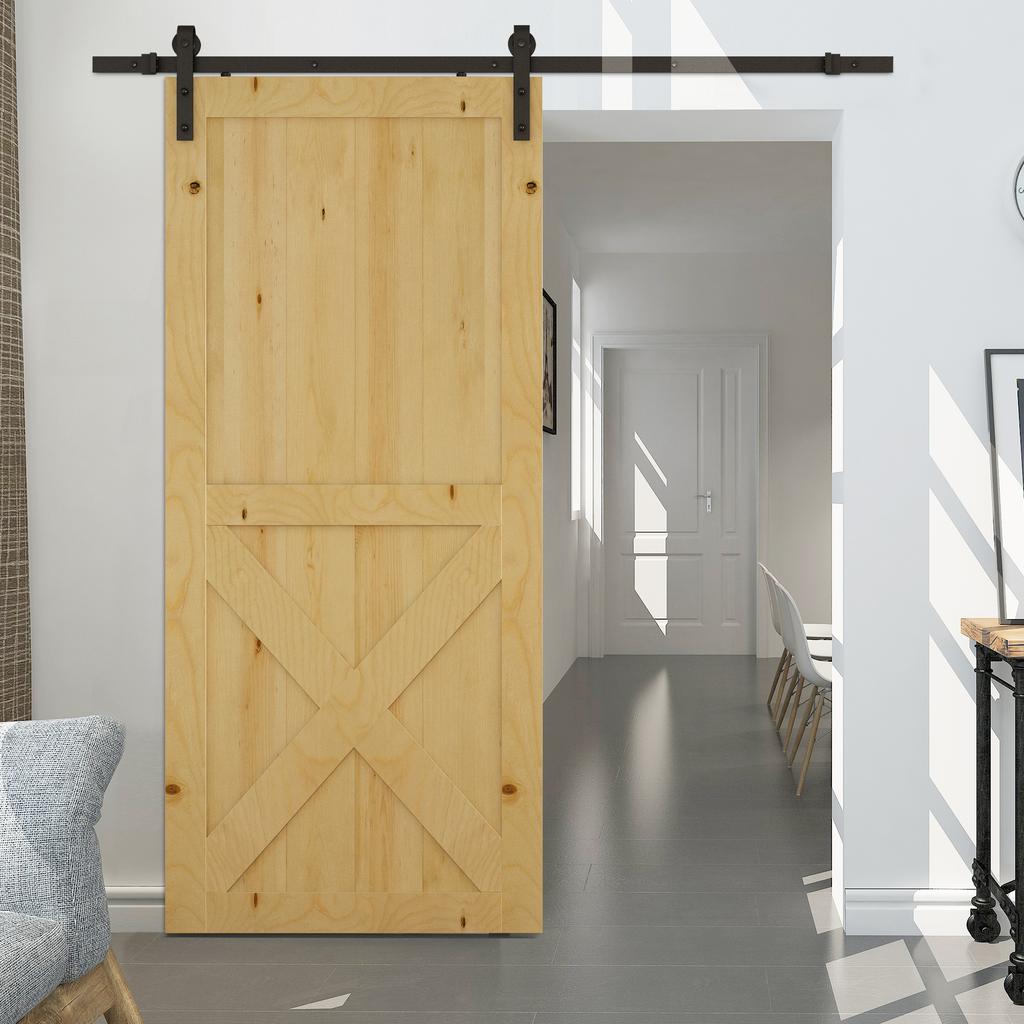 Sliding Door Track Kit, Max. 100 kg Load Capacity, Metal, Black, 2 m, Black