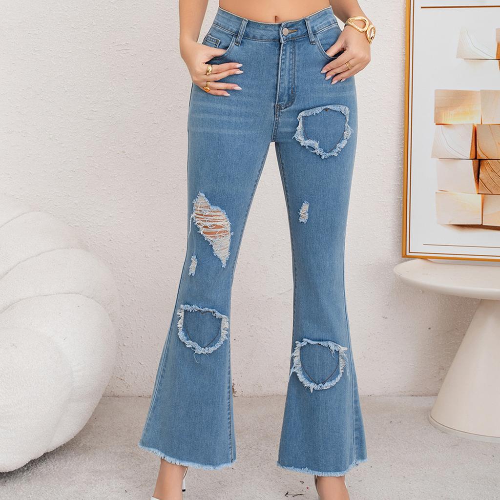 Women's Trousers Large Size Stretch Jeans Loose Semi-Elastic Pants
