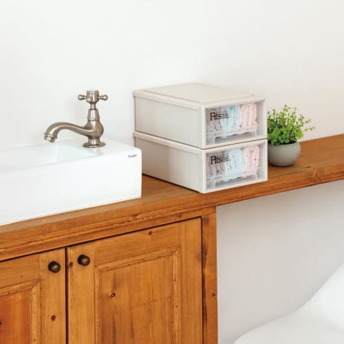 Tenma Fits Case Storage Box, Small Organizer, 22.4cm Wide x 30.7cm Deep x 12.4cm High, Sagging-Resistant Storage Case for Small Items and Clothing, Co