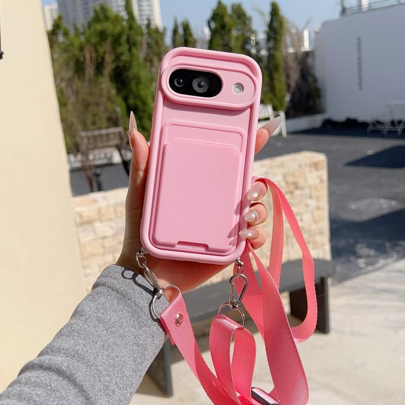 

Wallet Strap Case For Google Pixel 10 9 8 7 Pro XL 9A 8A 7A Pixel9 Google9 Card Slots Crossbody Neck Cord Lanyard Soft TPU Cover Pixel 8