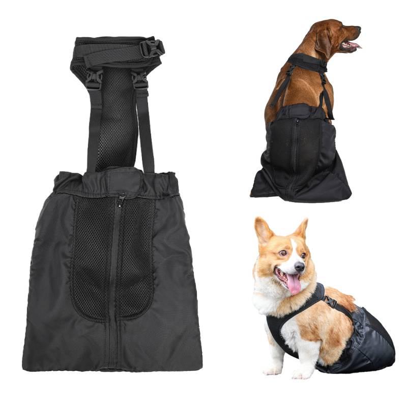 Doglemi Borsa Supporto Zampa Posteriore per Cani Domestici per Cani di Taglia Media e Grande Materiale Poliestere Nero