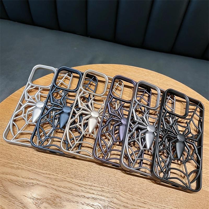 Cartoon 3D Spider Pattern Hollow Out Heat Dissipation Case For iPhone 16e 16 15 14 Plus 13 12 16 Pro Max 11 15 Matte Silicone Cover