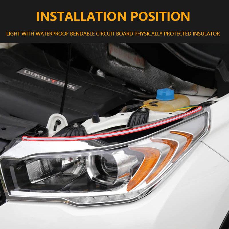 2Pcs DRL Car LED Daytime Running Light APP Control Flexible Super Bright 12V RGB Flowing Turn Signal Headlight Decorative Lamp