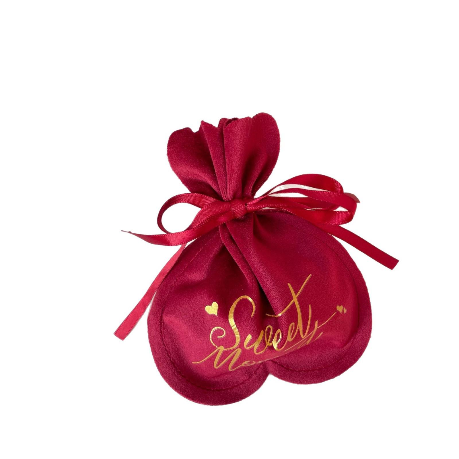 Velvet Heart Wedding Favor Candy Bags - European Style 14x15 cm
