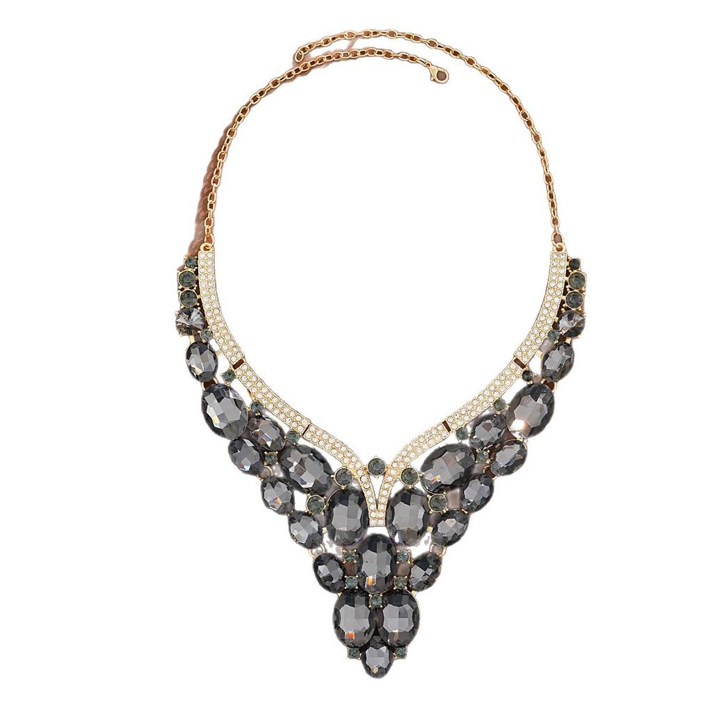 Accessoires Übertriebenes Retro Halsketten Ohrringe Schmuckset Damen Luxus Kristall Bankettkleid Accessoires Schlüsselbein Kette 2026