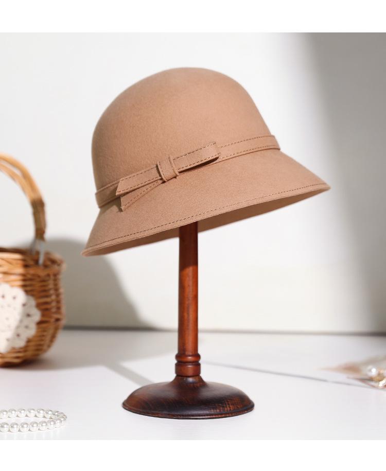 2025 Women's Autumn/Winter Hepburn Style Wool Felt Fedora Bucket Hat