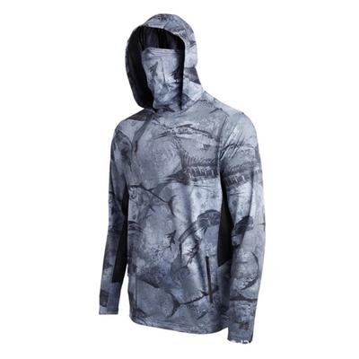 Mens Long Sleeve Fishing Hoodie With Face Cover UV Protection Quick Dry Outdoor Sport Shirt
