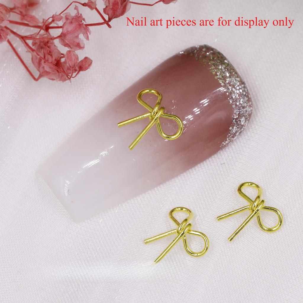 50Pcs Exquisite Sweet Nail Bow Wrapped Retro Simple Three-dimensional Alloy Nail Jewelry Rivets Hand-worn Nail Top Decoration